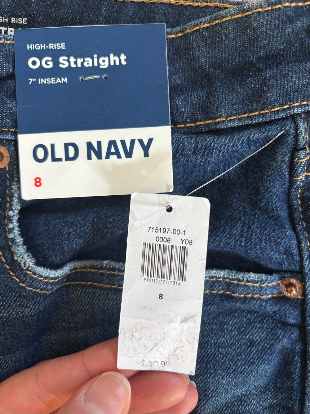Old Navy Navy Blue Rolled Hem Jean Shorts - Picture 4 of 4